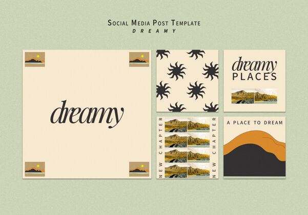 社会媒体帖子Dreamyplaces社交媒体帖子模板旅行旅行世界各地