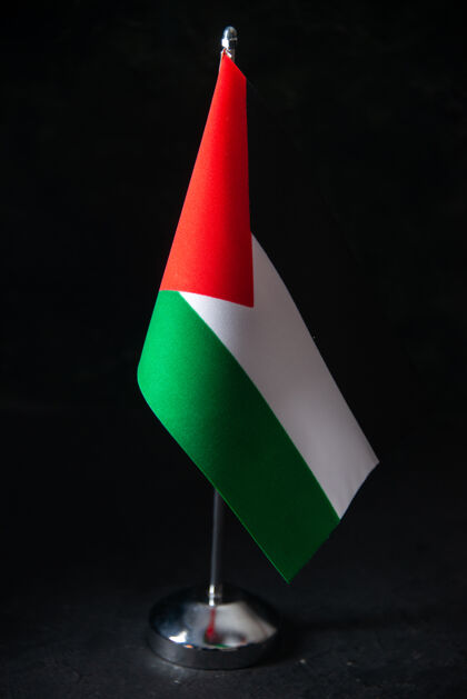 旗杆黑色的巴勒斯坦国旗正面图爱国黑色记忆