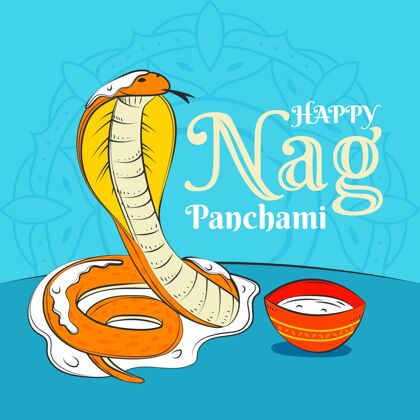 传统手绘nagpanchami插图崇拜庆典活动