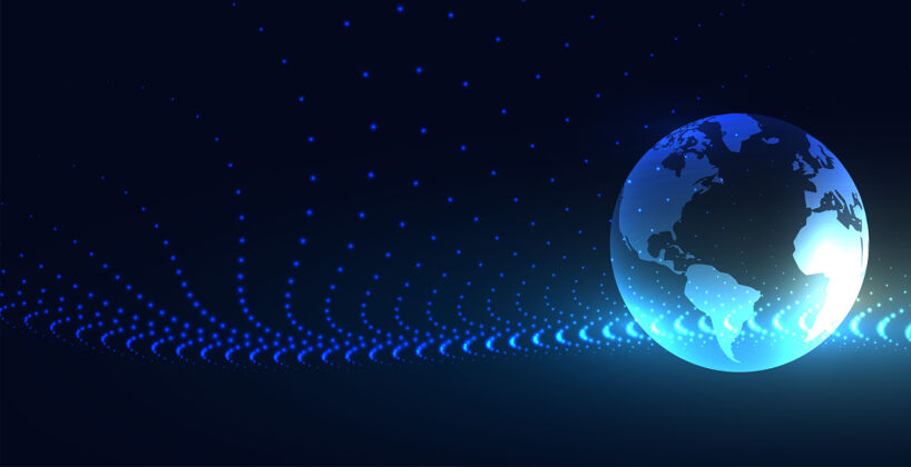商业全球技术地球粒子连接背景辉光蓝色视觉