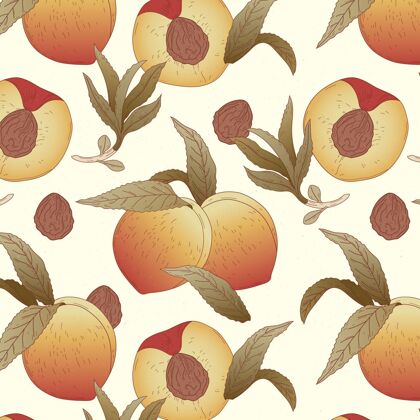 桃详细的桃花图案设计装饰图案水果图案桃
