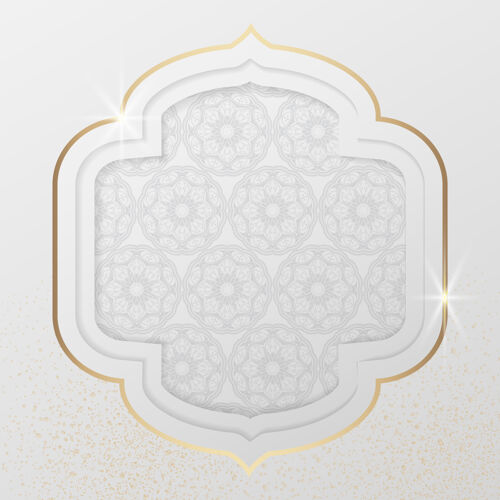 闪耀闪亮的金色框架中的阿拉伯图案宗教斋月穆巴拉克社交媒体
