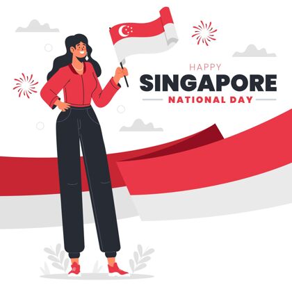 自由新加坡国庆插画爱国独立新加坡