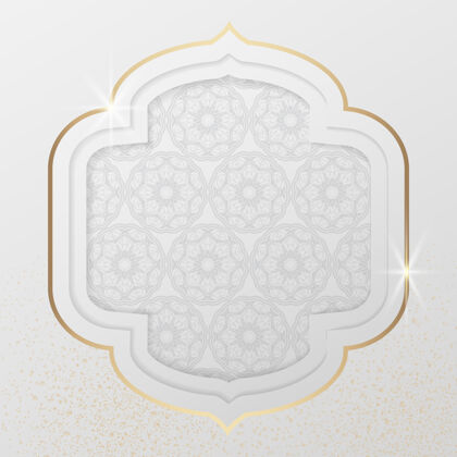 闪耀闪亮的金色框架中的阿拉伯图案宗教斋月穆巴拉克社交媒体