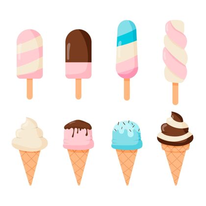 食品扁平冰淇淋系列冰淇淋收藏美味甜点