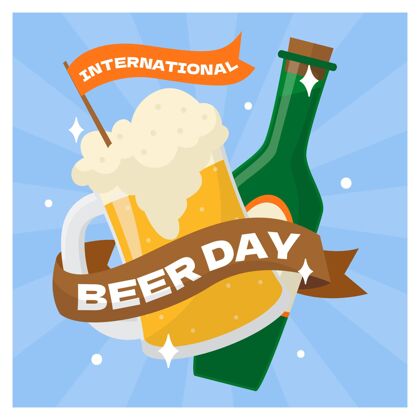 活动国际啤酒日插画手绘国际啤酒日