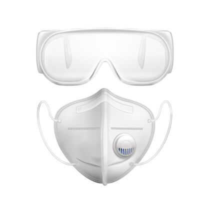防病毒白色个人防护面罩和护目镜白色个人防护