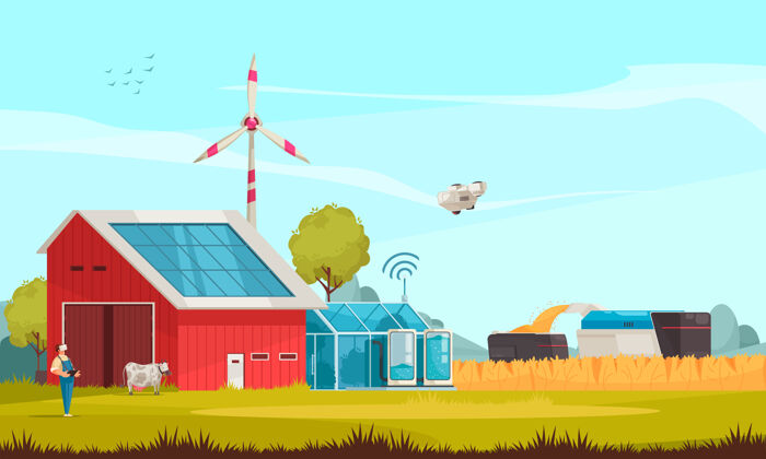 智能智能农场插图智能农场太阳能机械