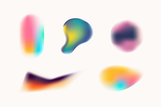抽象粒状渐变纹理形状集合各种形状彩色包装