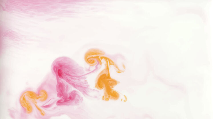 流体艺术橙色和粉色抽象水彩背景墨水大理石艺术彩色