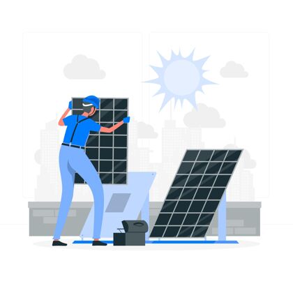 阳光太阳能概念图太阳能工人太阳能板