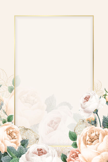 矩形空白的金色矩形框季节玫瑰风格