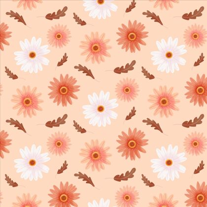 平面设计桃色手绘花卉图案平面插图彩色花卉