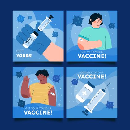 社交媒体post平板疫苗instagram帖子集Set正方形格式社交媒体