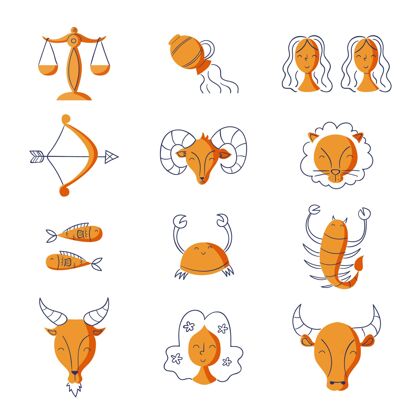 占星术手绘橙色十二生肖系列日历财富生肖
