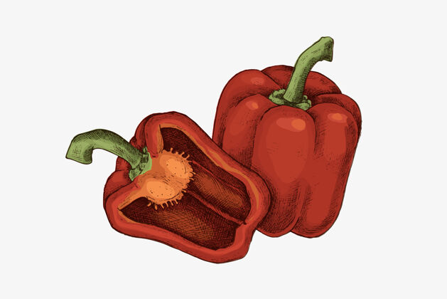 颜色新鲜切好的有机红甜椒农场雕刻新鲜