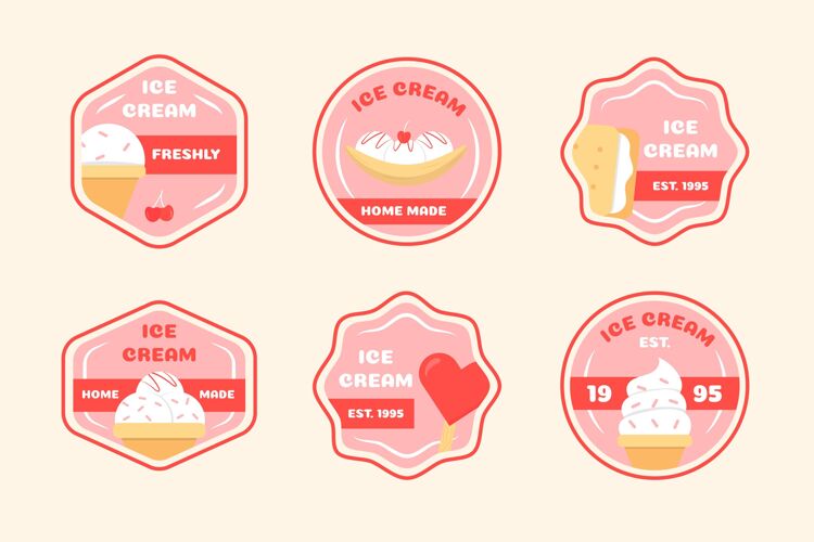 平面设计平面设计冰淇淋标签收集甜点套餐季节