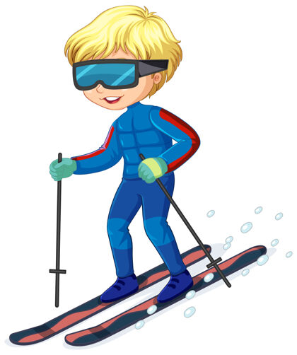衣服卡通人物是一个骑在白色滑雪板上的男孩娱乐运动童年