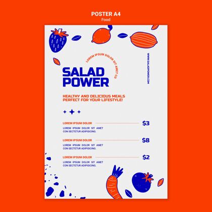 印刷模板沙拉力量海报模板蔬菜课程烹饪