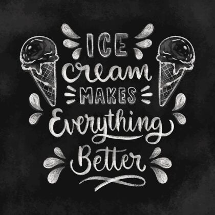柔软手绘冰淇淋黑板文字冰淇淋食物甜点