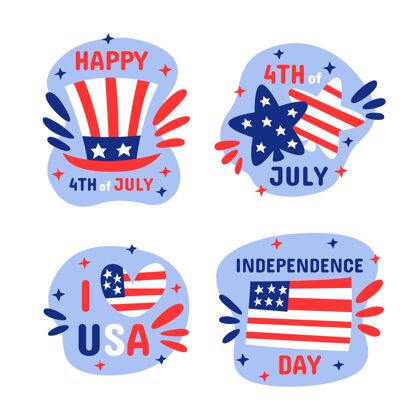 标签收藏手绘七月四日独立日徽章系列分类美国7月4日