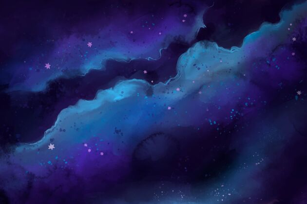 银河墙纸手绘水彩银河背景墙纸太空背景背景