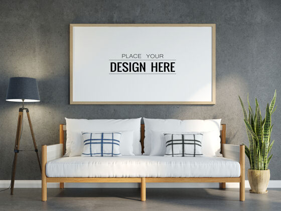 家具客厅模型中的海报框架房间最小图片