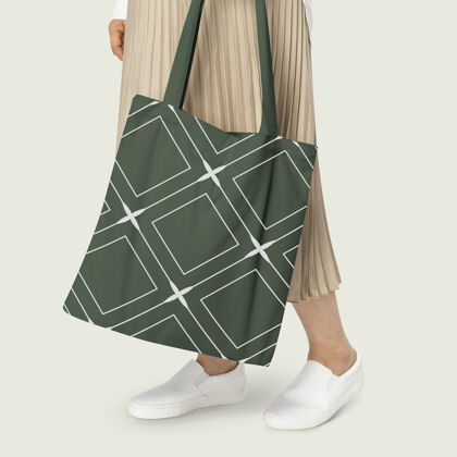零浪费绿色手提袋仿菱形图案休闲服装环境购物袋服装