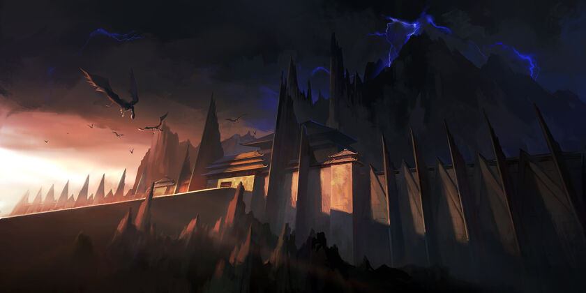 幻想诡异的黑暗城堡插图东方戏剧城堡