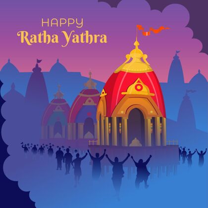 印度详细的rathyatra庆典插图印度教庆祝节日
