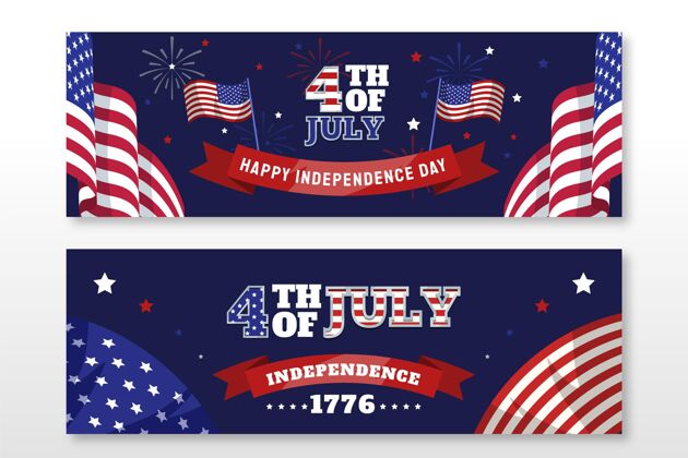 美国七月四日-独立日横幅布景美国横幅横幅模板
