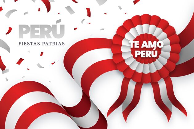 7月28日梯度节帕特里亚斯秘鲁插画独立日活动玫瑰园