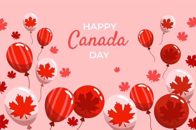 背景手绘加拿大日气球背景快乐加拿大日手绘背景爱国主义