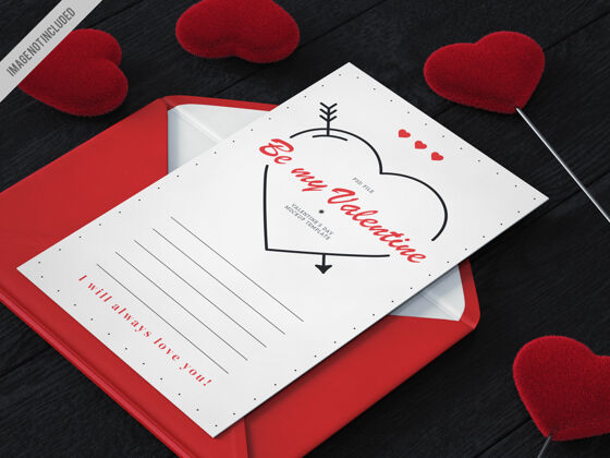 问候情人节信件模型情人节快乐心脏设计