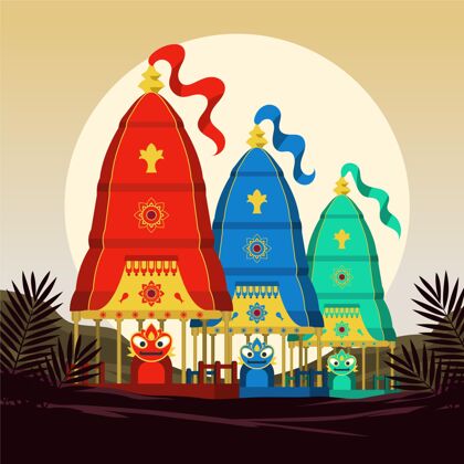 7月12日平面拉思雅特拉庆祝插图活动印度教印度