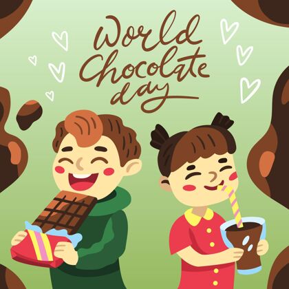 巧克力日手绘世界巧克力日插画活动甜点糖果