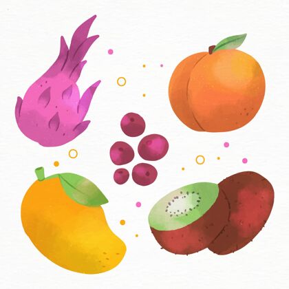 收藏手绘美味水果套装食品包装水果