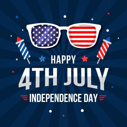 美国七月四日-独立日插画爱国独立日快乐平面设计