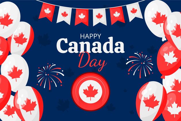 节日平坦的加拿大日气球背景加拿大日爱国加拿大