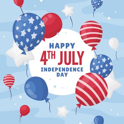 美国手绘七月四日独立日气球背景独立日背景爱国手绘