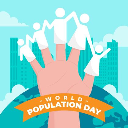 世界有机平面世界人口日插画问题人口平面设计