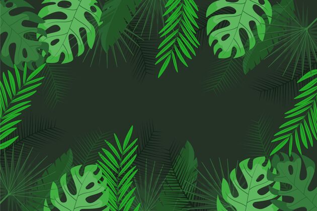 夏天平坦的热带树叶背景热带墙纸热带树叶墙纸平面设计