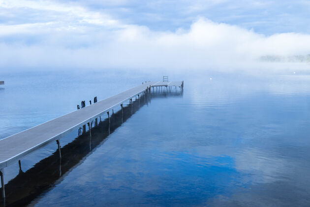 度假加拿大安大略省马斯科卡湖码头特写镜头清洁液体环境