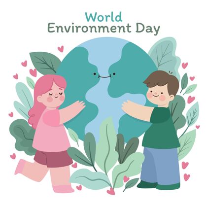 世界环境日手绘世界环境日插画生态动物6月5日