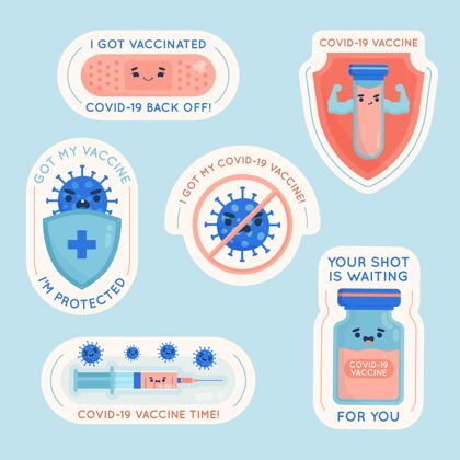 包装有机平板疫苗接种运动徽章收集平面设计徽章标签收集