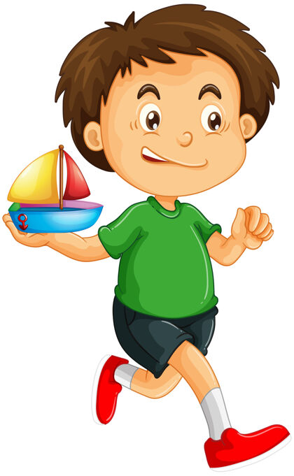 活动快乐男孩卡通人物手持玩具船标牌可爱男人