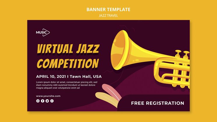音乐家虚拟爵士比赛横幅模板节日音乐音乐节