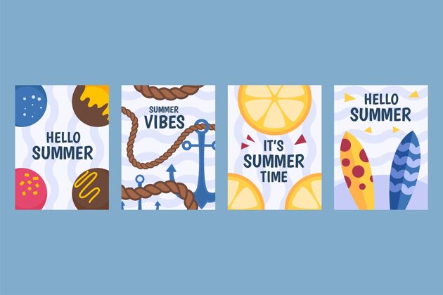 季节有机平面夏季卡片系列分类集合平面设计