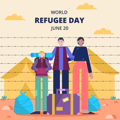 事件平面世界难民日插画迫害难民日全球