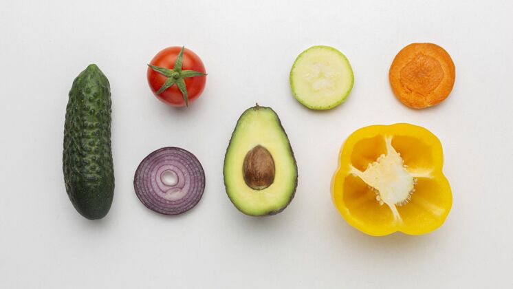 美味蔬菜水果摆放顶视图蔬菜俯视图分类